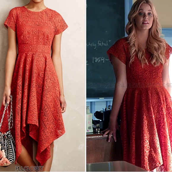 ANTHROPOLOGIE 8 MAEVE *RARE* Wine Red Prima Geo Lace Handkerchief Dress HTF - Picture 11 of 15